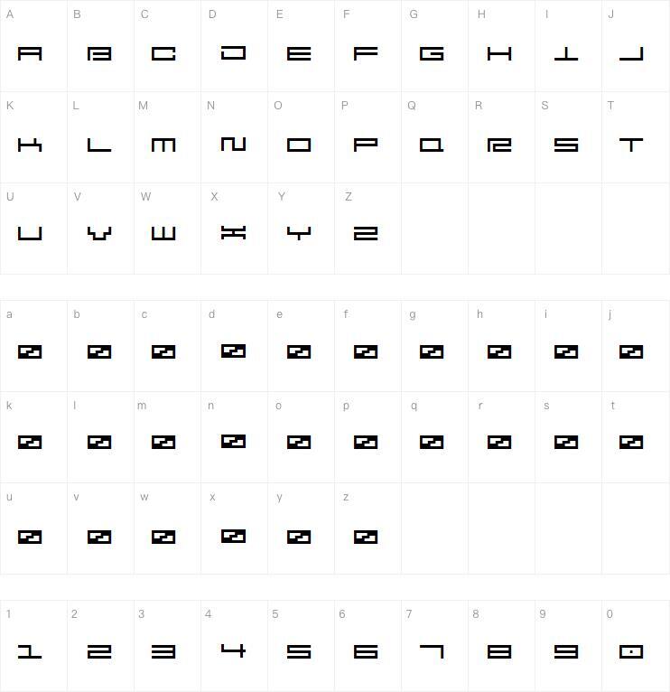 squarepusherv2字体 Mapa de personajes