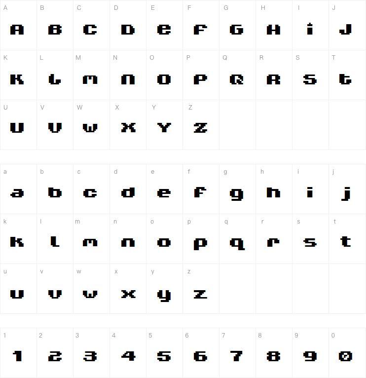 V5 Xtender字体แผนที่ตัวละคร
