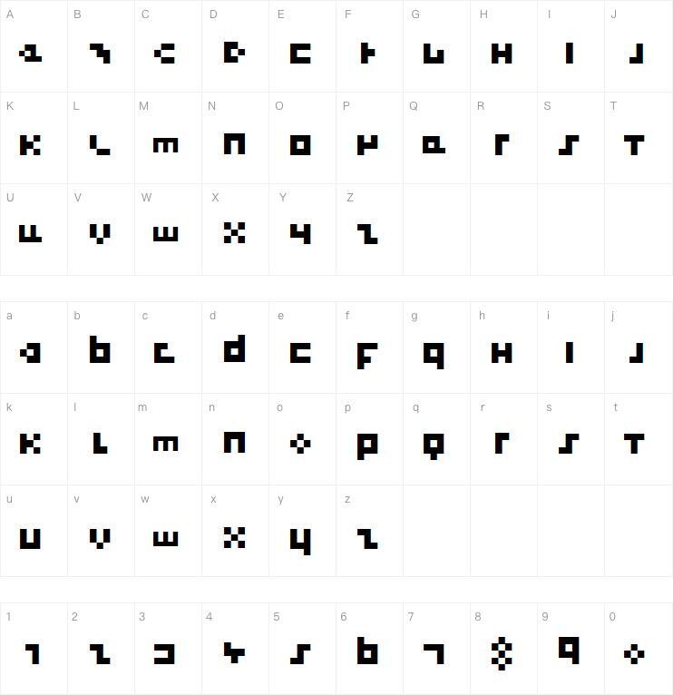 legal três pixels字体下载 Mapa de caracteres