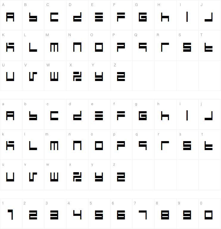 Labirin BM A9 字体下载 Peta karakter