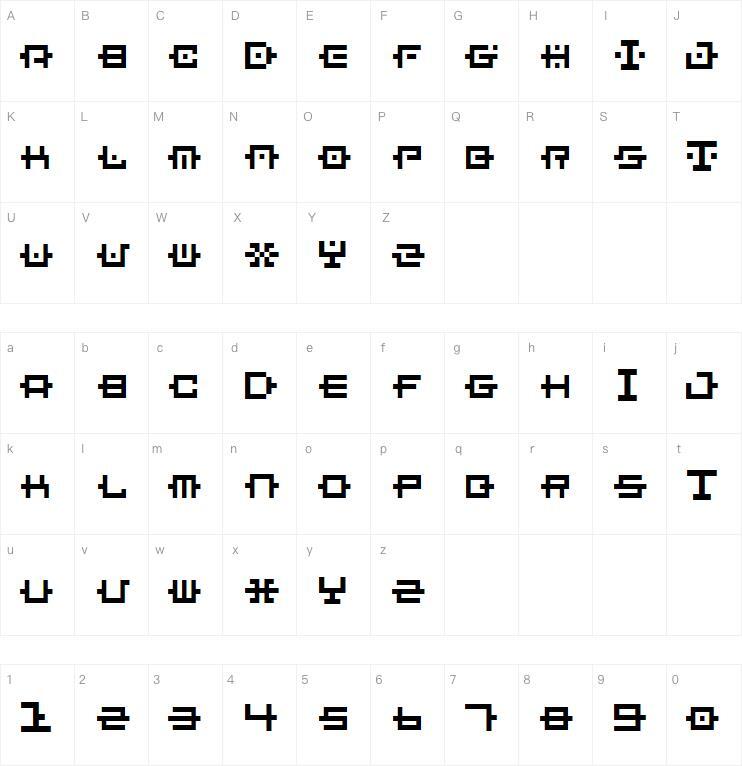 BM catena A6字体 Mappa dei caratteri