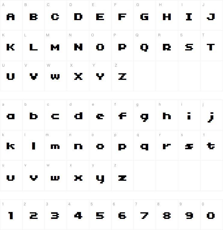 04b11字体 Mapa de caracteres