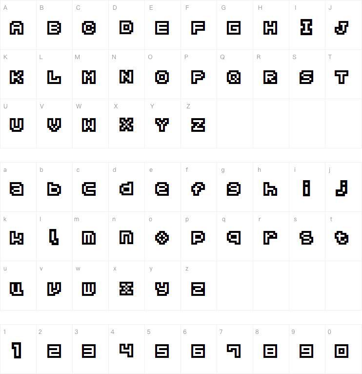 Hachicro字体下载 Mapa de caracteres