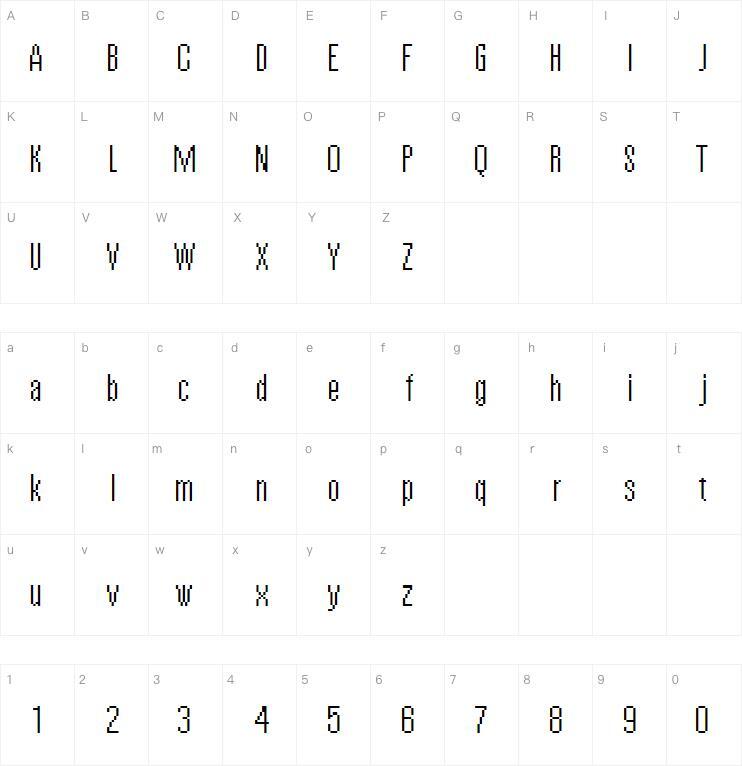 Vierzehn字体 Mappa dei caratteri