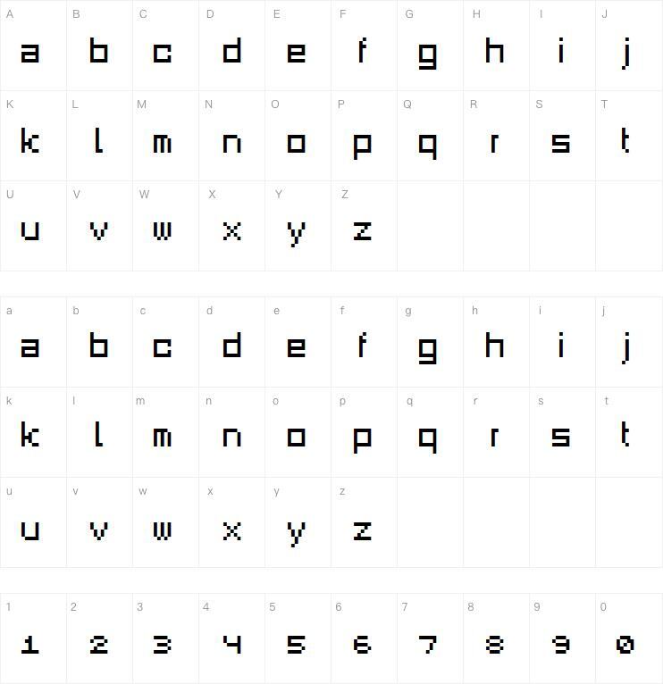 Squaredance字体 Mappa dei caratteri