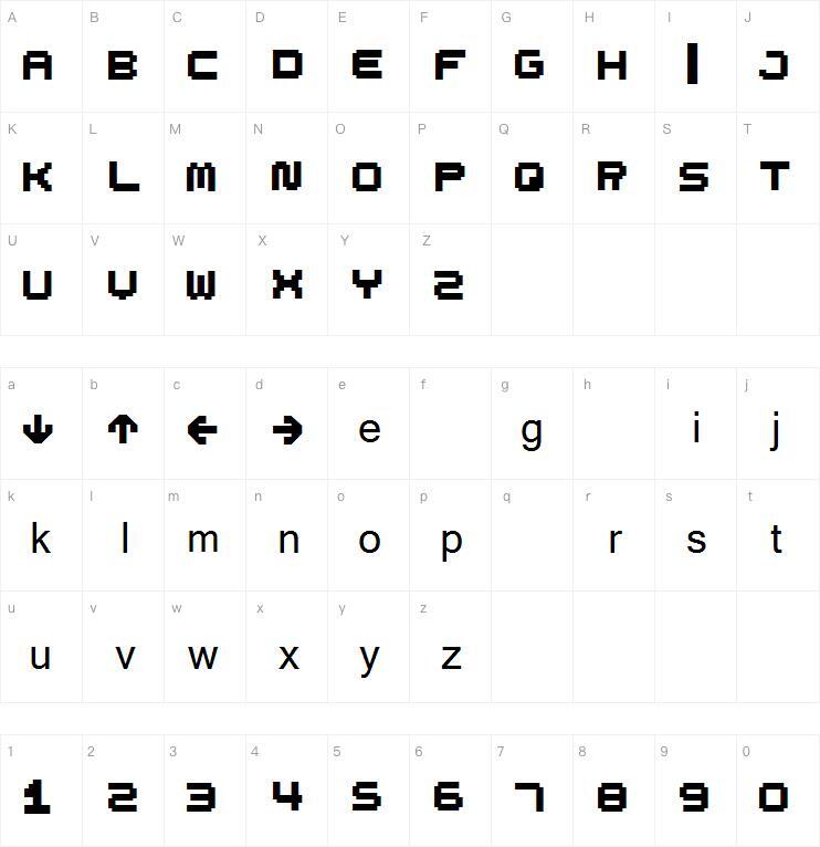 Spdr02字体 Mapa de caracteres