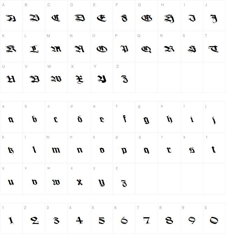 BOOGIEWOOGIE字体 Carte de caractère