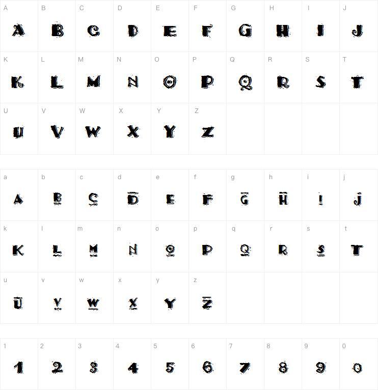 Taco Modern字体 Carte de caractère