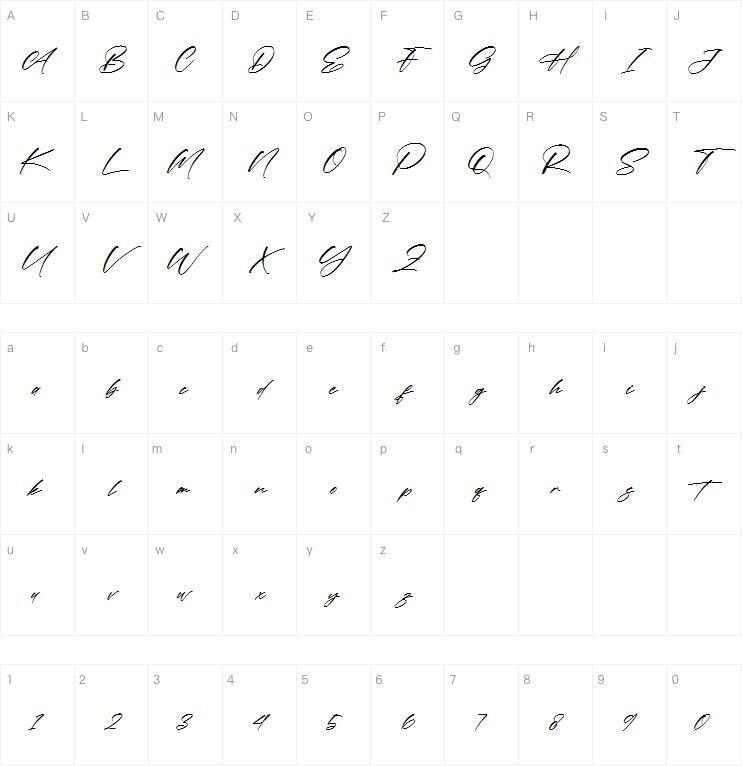 Crehme Honstlan 字体 Mappa dei caratteri