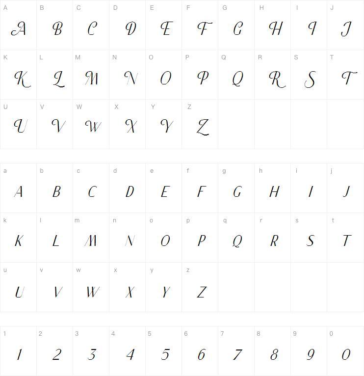 Classy Brune 字体 Mappa dei caratteri