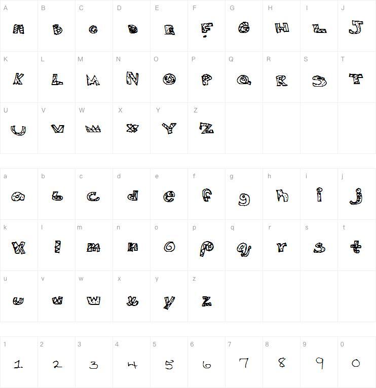 Colori creativi字体 Mappa dei caratteri