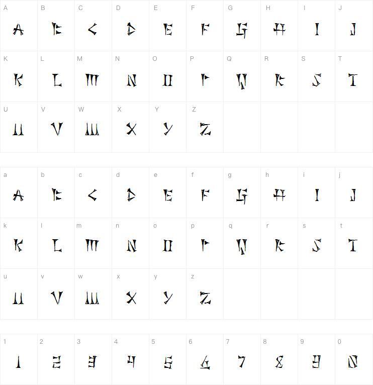Cunéiforme字体 Carte de caractère