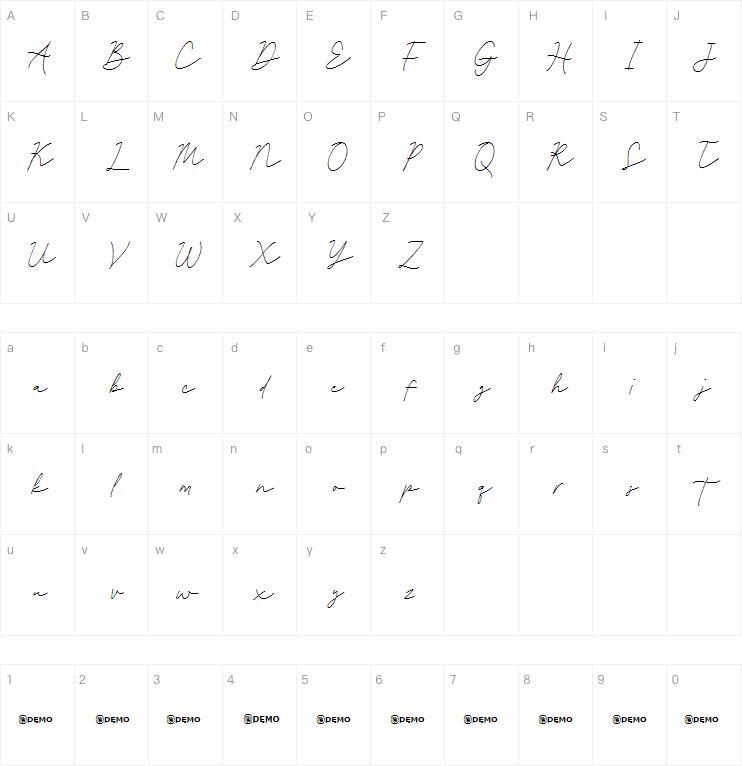 Clattery字体 Mapa de personajes