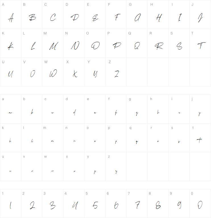 Castende字体 Mapa de caracteres