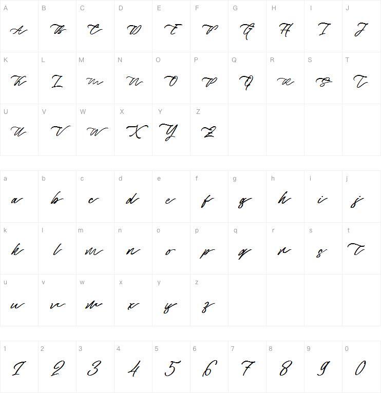 Affascina DEMO 字 体 Mappa dei caratteri