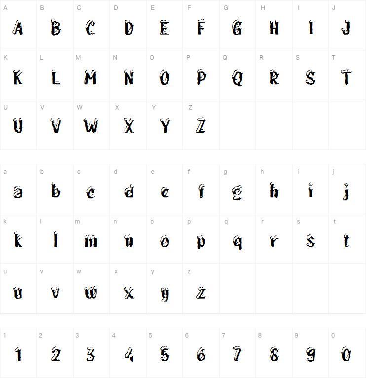 c Cuci Salju字体 Mapa de caracteres