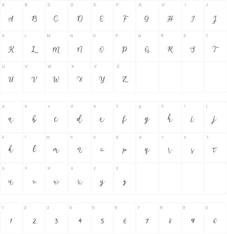 carmila字体 Peta karakter
