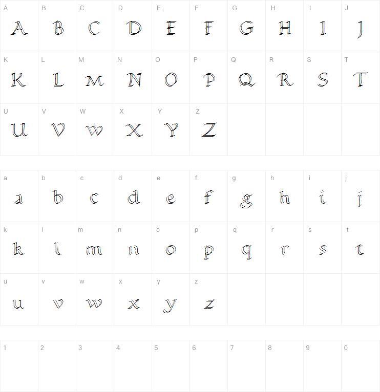 Caligrafia 字 体 s 字 体 Mapa de caracteres