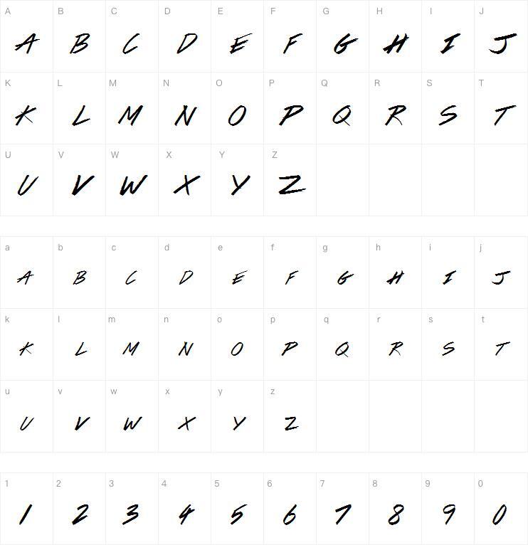 Colori dell'autunno字体 Mappa dei caratteri