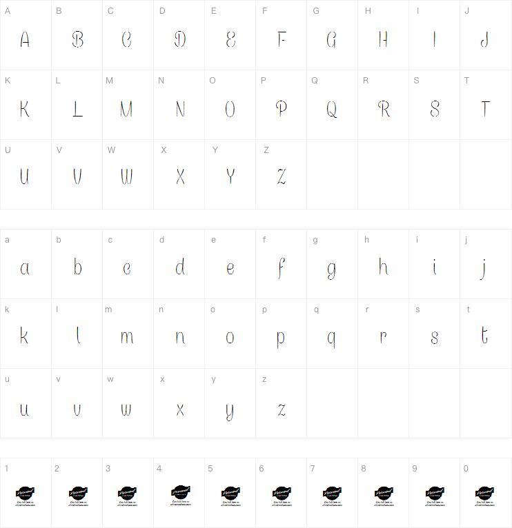 Canelette Sans字体 Mapa de personajes