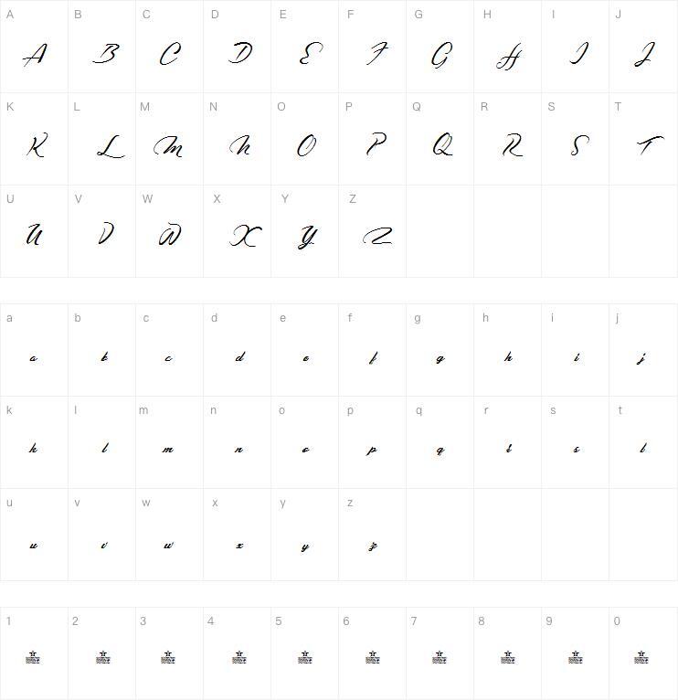 カサブランカ ノワール字体キャラクターマップ