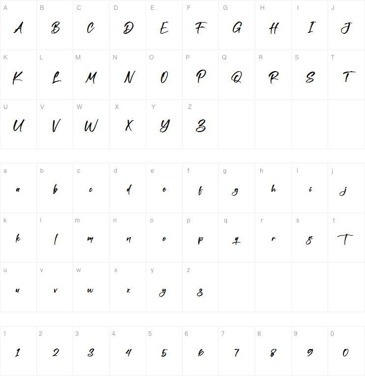 Crespho字体 Carte de caractère