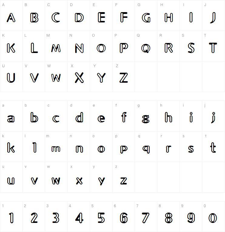 CHAPE2AL字体 Peta karakter