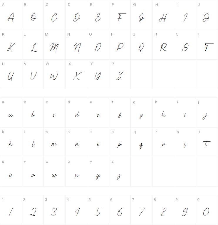 Cinthya Amy字体 Character Map