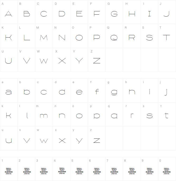 Capoon字体 Mappa dei caratteri