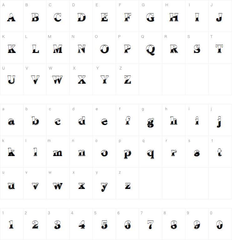 チェルクローム字体キャラクターマップ