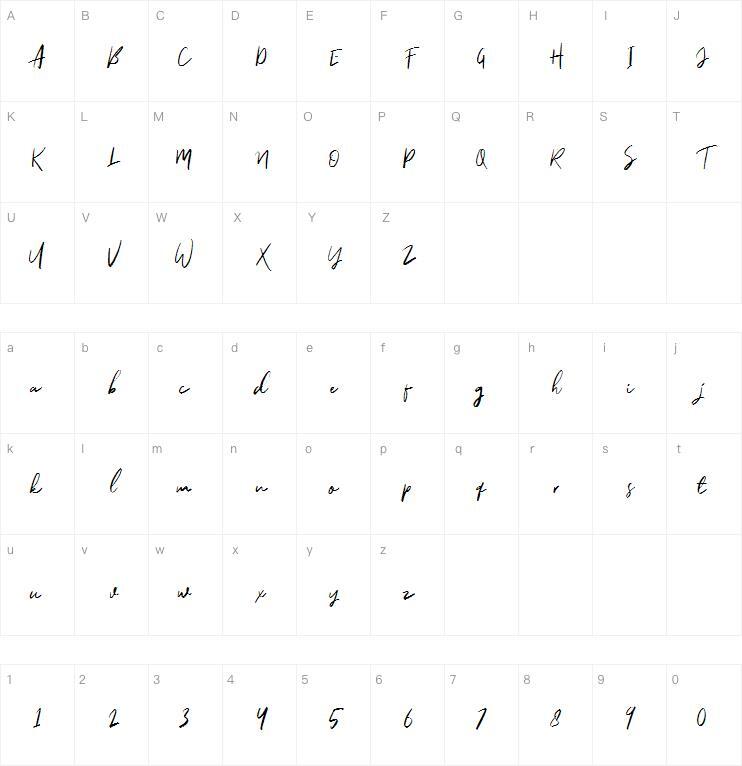 Callonsky Script字体 Character Map