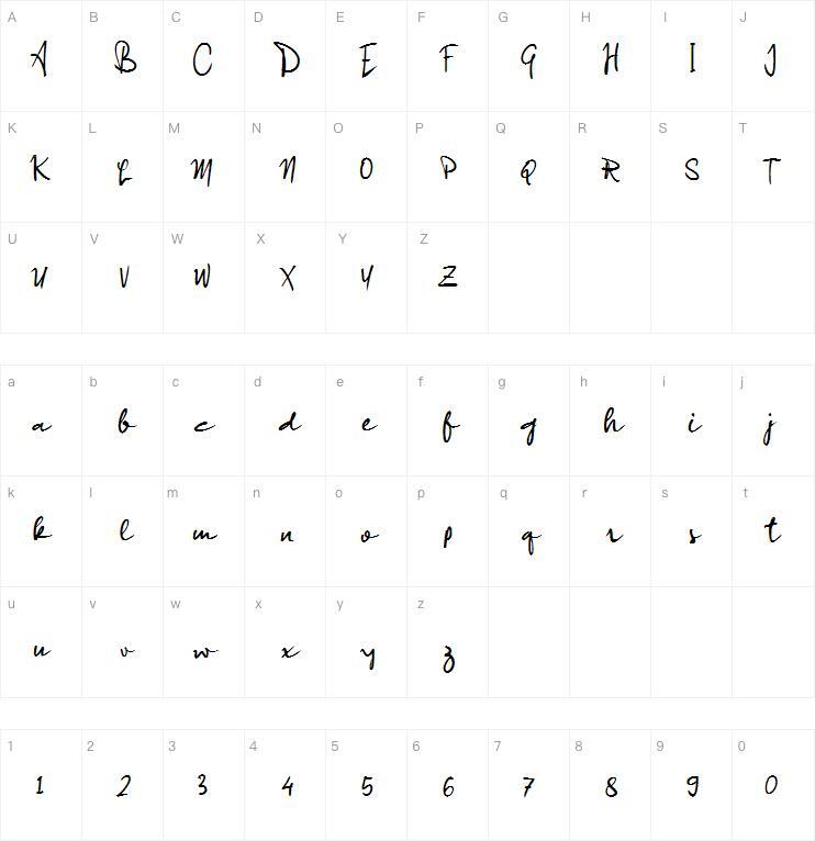 c Cikal Bakal字体 Carte de caractère