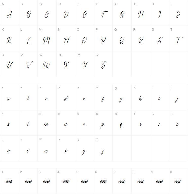 Костиера 字体 Карта персонажей