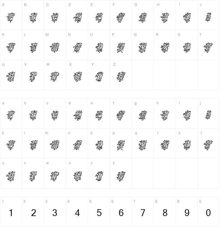 CentennialScriptFancy Three字体 Character Map
