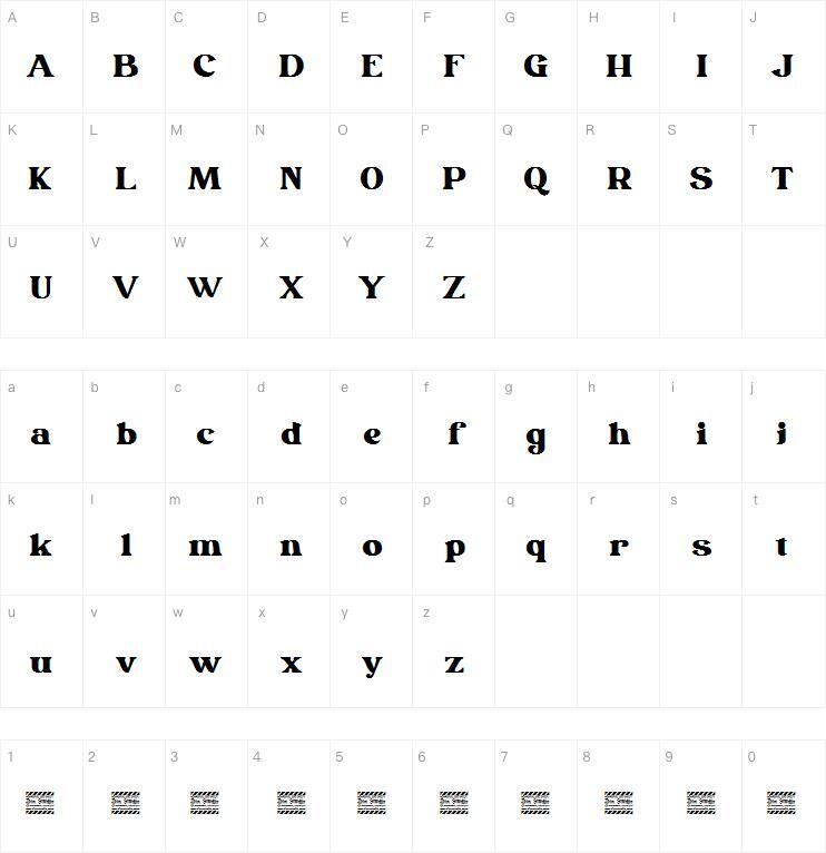 Carade 字体 Mappa dei caratteri