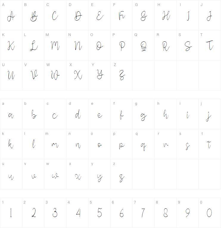 カリネア字体キャラクターマップ