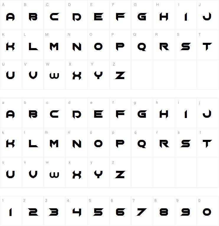 Chopsic字体 Mapa de caracteres