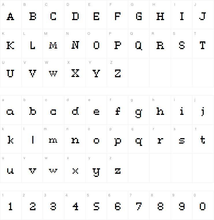 Connessione Serif字体 Mappa dei caratteri