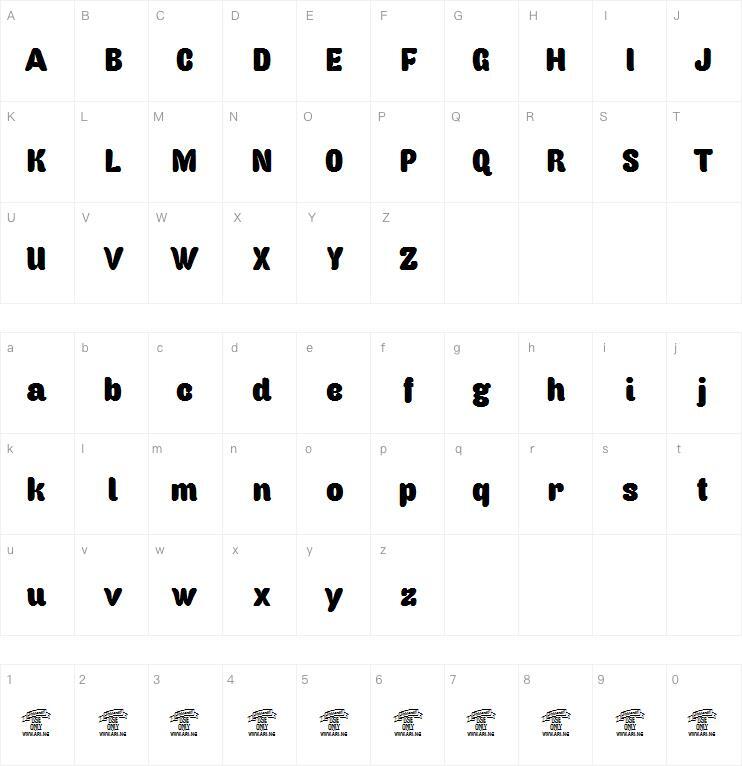 Caprica Sans 字体 Mappa dei caratteri