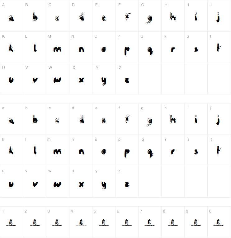 Cavallo Pazzo 字体 Mappa dei caratteri