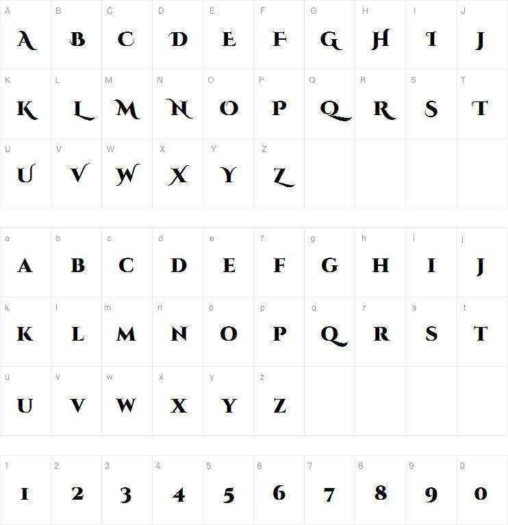 Cinzel decorativo 字体 Mapa de caracteres