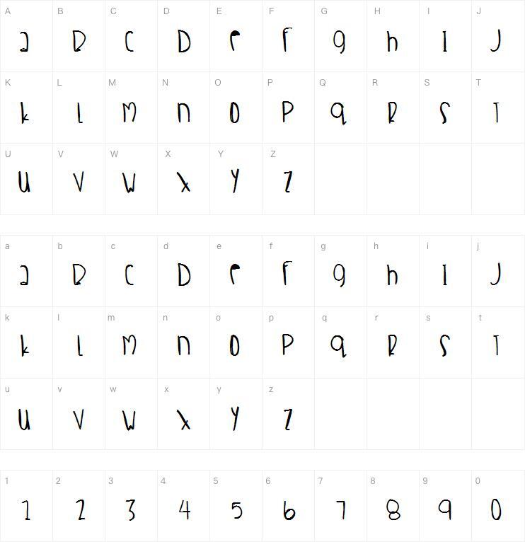 Крабовый Салат 字体 Карта персонажей