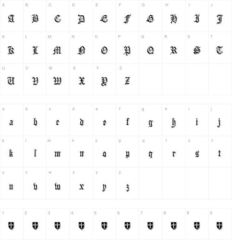 Carta Magna Line字体 Mapa de caracteres
