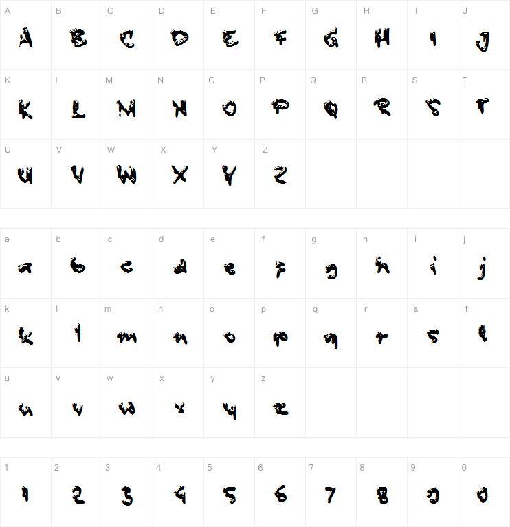 c Cemstra字体 Mappa dei caratteri