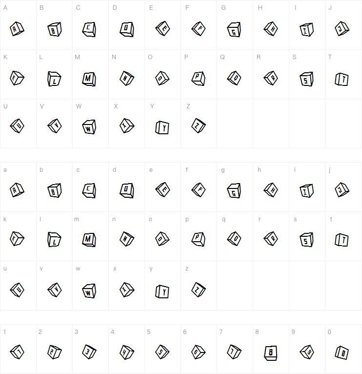Cubox-3D ST字体 Карта персонажей