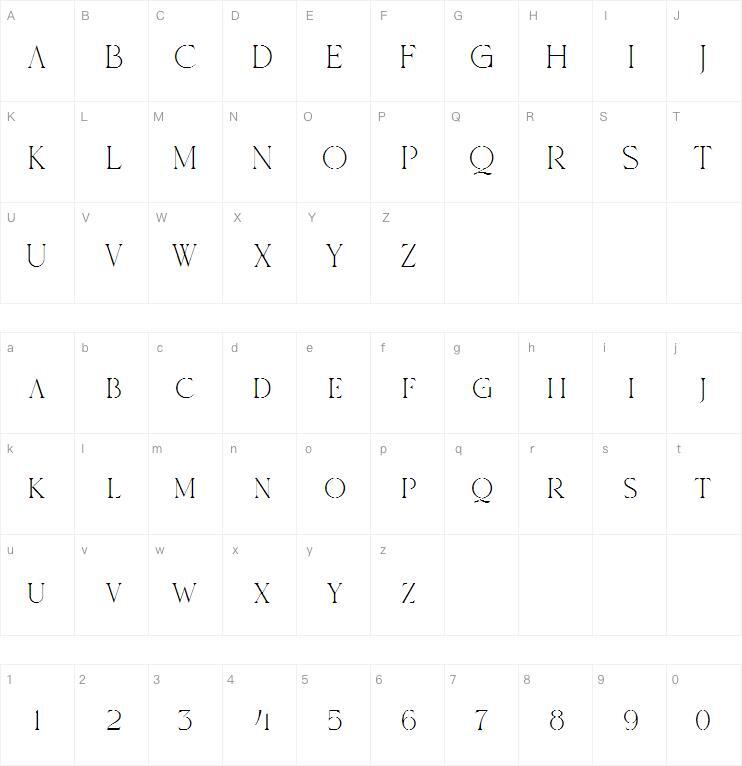 CREALEN字体 Mapa de caracteres
