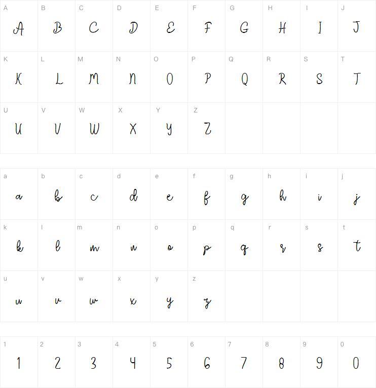 チェスタ字体キャラクターマップ