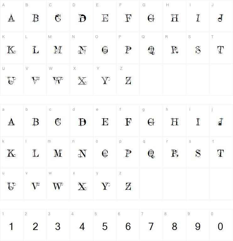 Constru Caps 字体 Mappa dei caratteri