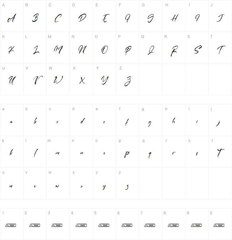 Cluster字体 Zeichentabelle