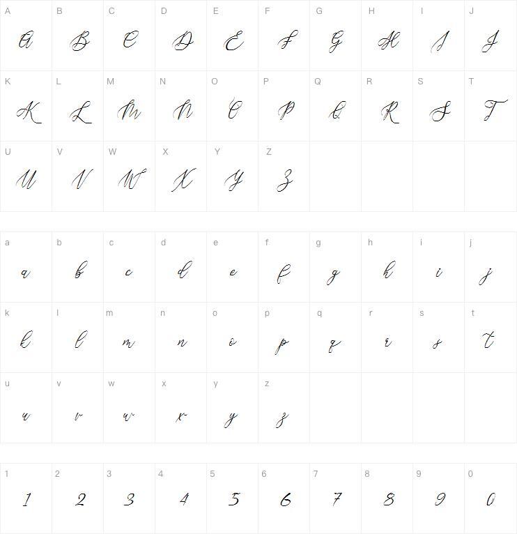 Cardigan Natale字体 Mappa dei caratteri